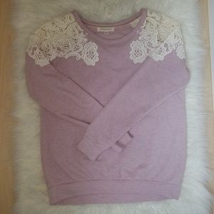 muave embroidered lace sweater